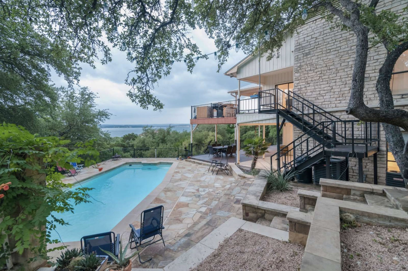 View of a pool in a short term rental home in Austin TX