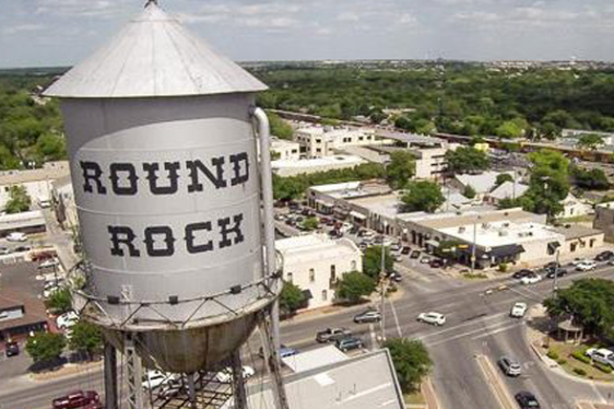 Aerial view of downtown Round Rock